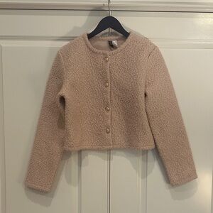 H&M Divided Soft Blush Pink Bouclé Button-Front Cardigan Jacket medium